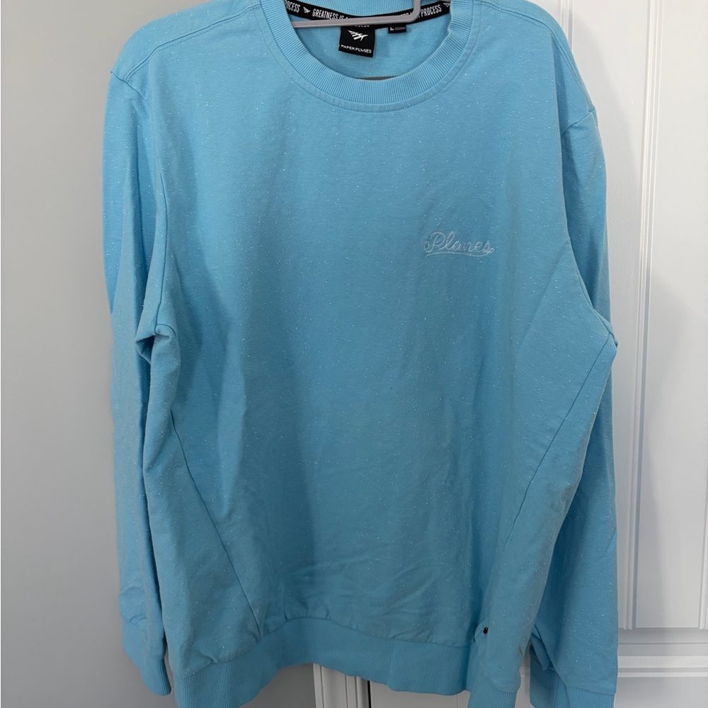 Planes Light Blue Men's Speckled Sweatshirt